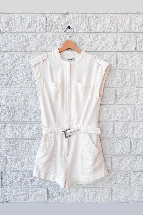 Jonathan Simkhai Tinka Belted Romper - Ecru