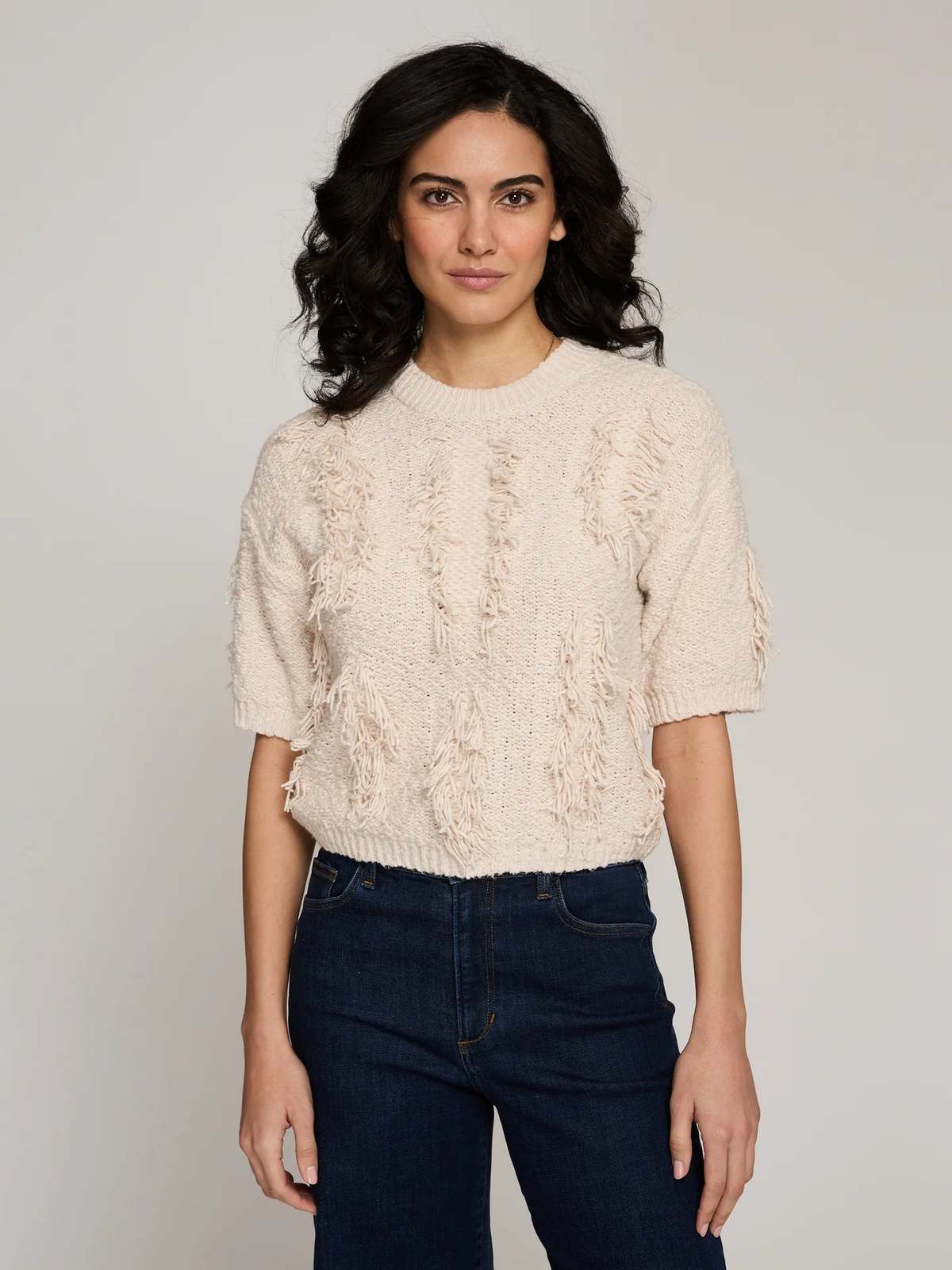 Autumn Cashmere Fringe Crew Neck Sweater - Image 1 of 5