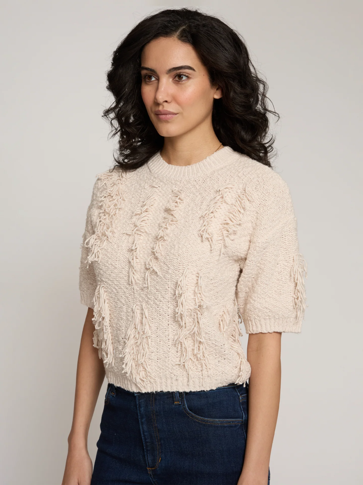 Autumn Cashmere Fringe Crew Neck Sweater - Image 4 of 5