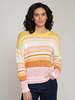 Autumn Cashmere Marled Striped Crew Neck Sweater - Sunset Combo - Thumbnail 1