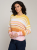 Autumn Cashmere Marled Striped Crew Neck Sweater - Sunset Combo - Thumbnail 2