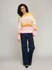 Autumn Cashmere Marled Striped Crew Neck Sweater - Sunset Combo - Thumbnail 3