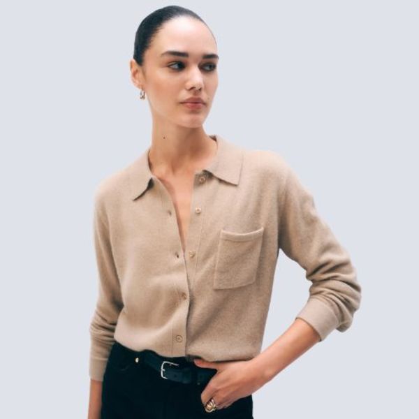 White + Warren Cashmere Button Down Sweater