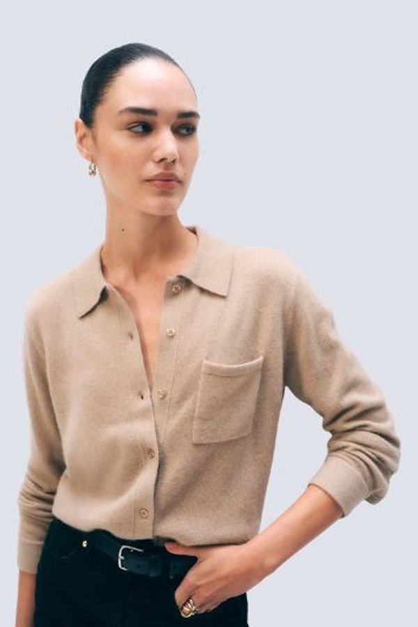 White + Warren Cashmere Button Down Sweater