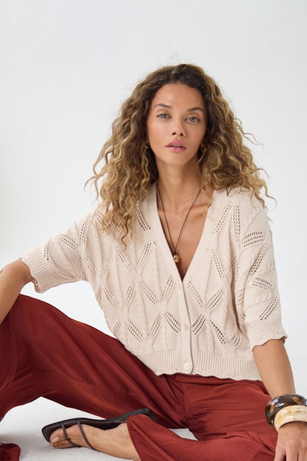 Autumn Cashmere S/S Dolman Stitchery Cardigan