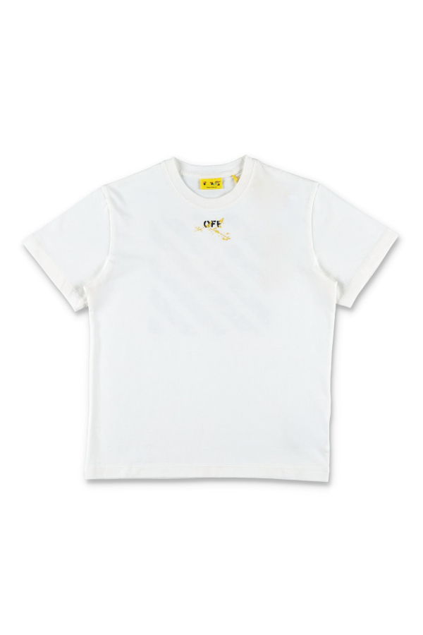 KIDS Off-White Splat With Paint Effect Print T-Shirt - White