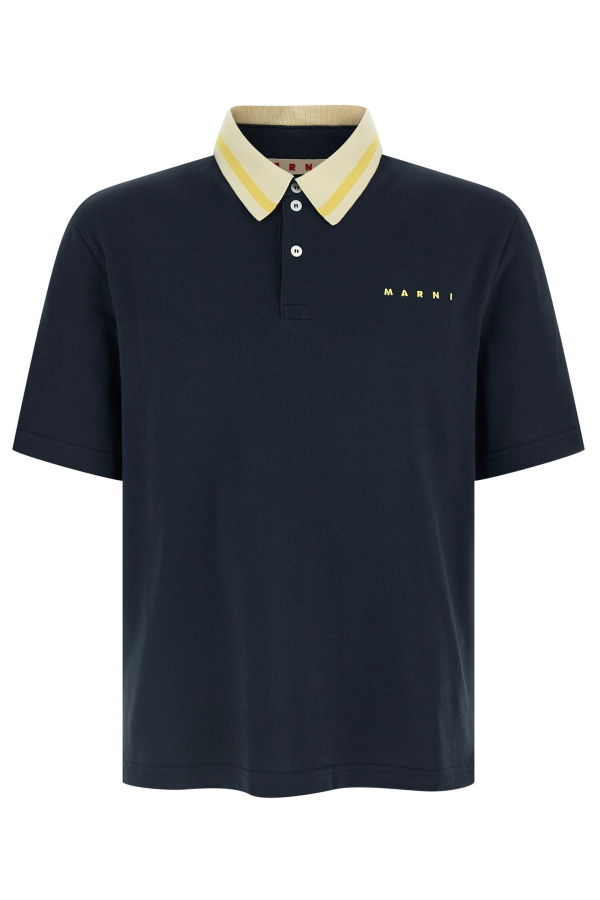 Marni Piqué Cotton Polo Shirt - Blue