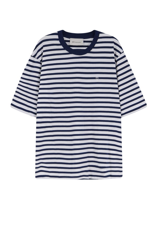 Ami Alexandre Mattiussi Cotton T-Shirt With Embroidered Logo on the Front - Encre/Blanc