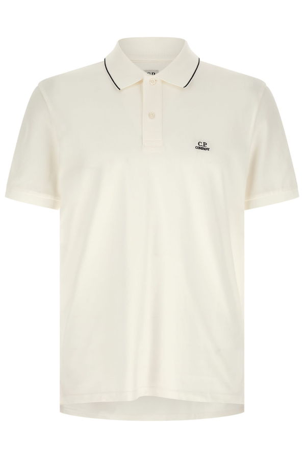 C.P. Company Logo Patch Polo Shirt - White