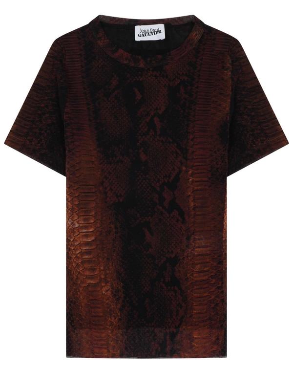 Jean Paul Gaultier T-Shirt Con Stampa Python - Brown