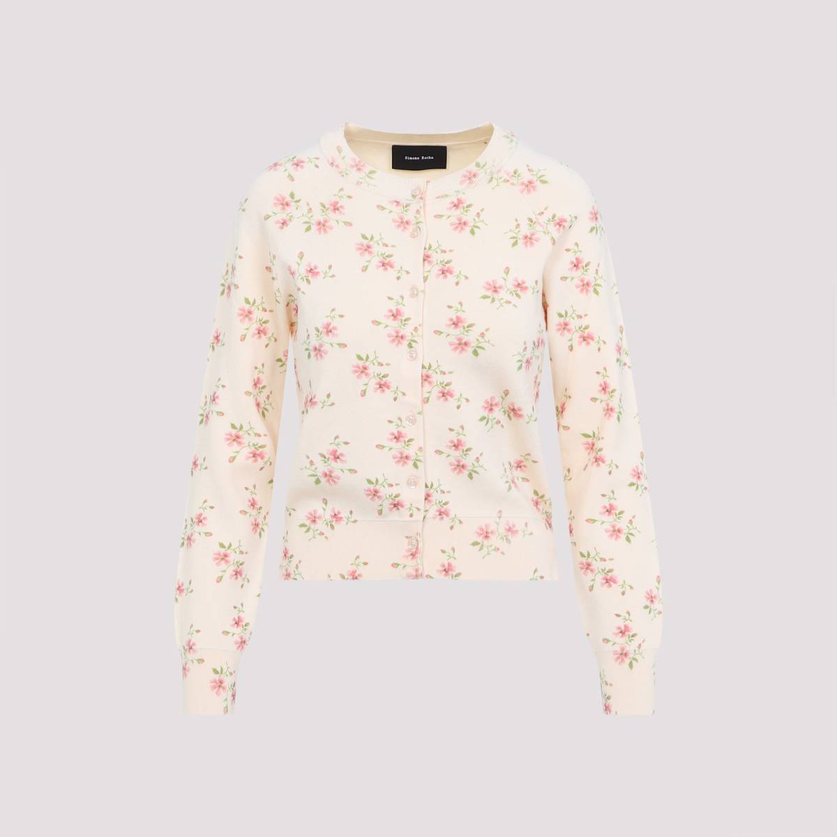 Simone Rocha Shrunken Tiny Flower Cardigan - Cream Floral - Image 1 of 5