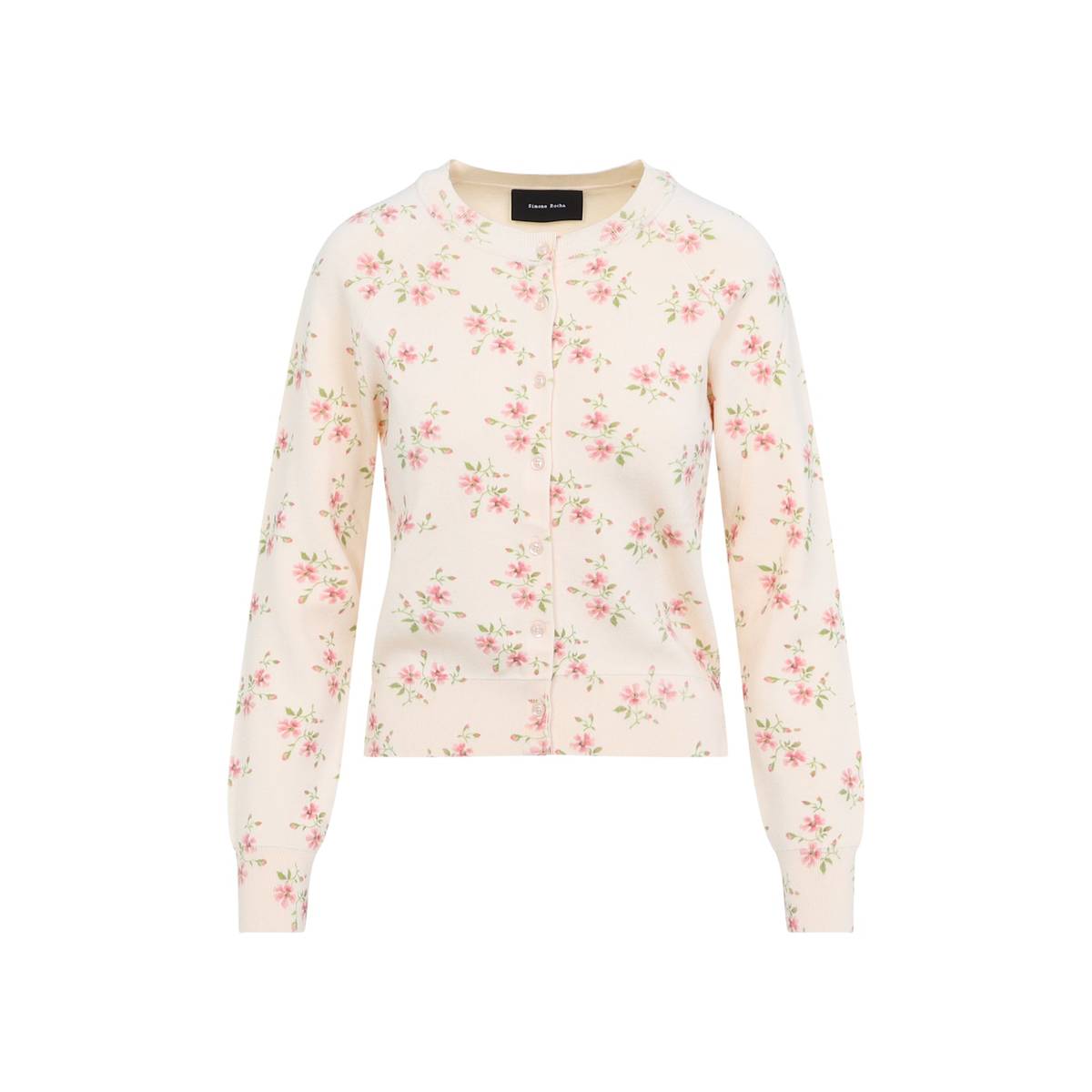 Simone Rocha Shrunken Tiny Flower Cardigan - Cream Floral - Image 2 of 5