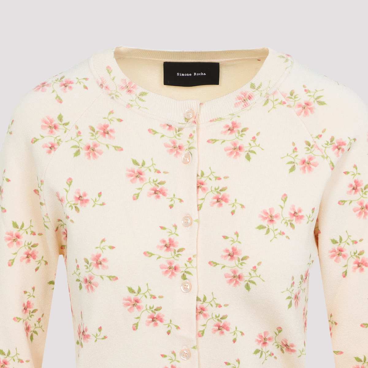 Simone Rocha Shrunken Tiny Flower Cardigan - Cream Floral - Image 5 of 5