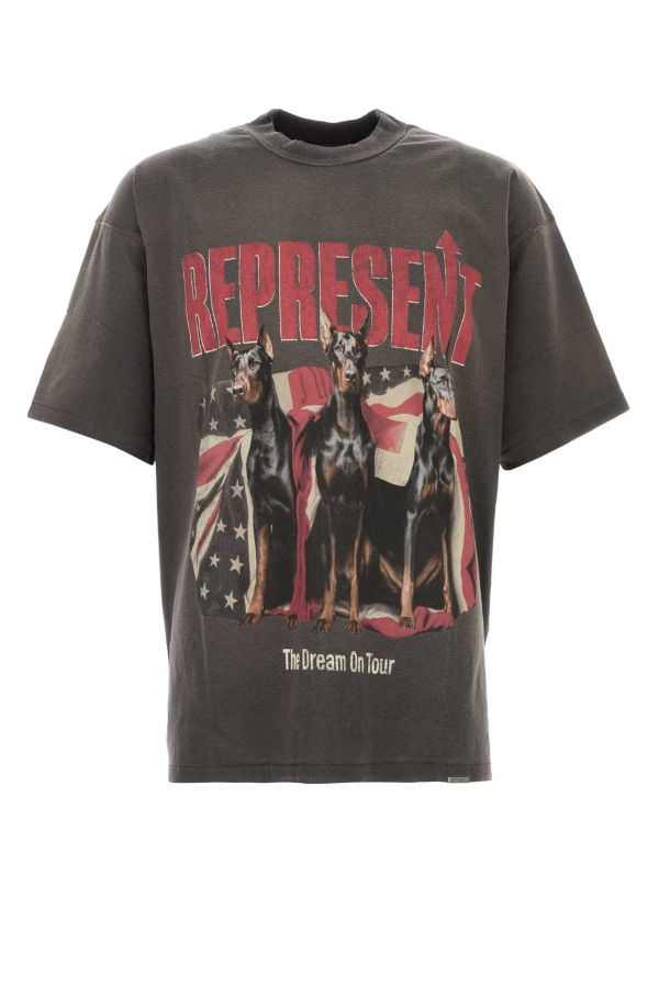 Represent Charcoal Cotton Blend Oversize T-Shirt - Sunfadegrey
