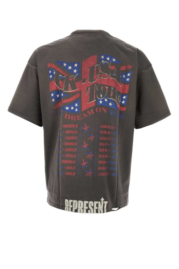 Represent Charcoal Cotton Blend Oversize T-Shirt - Sunfadegrey