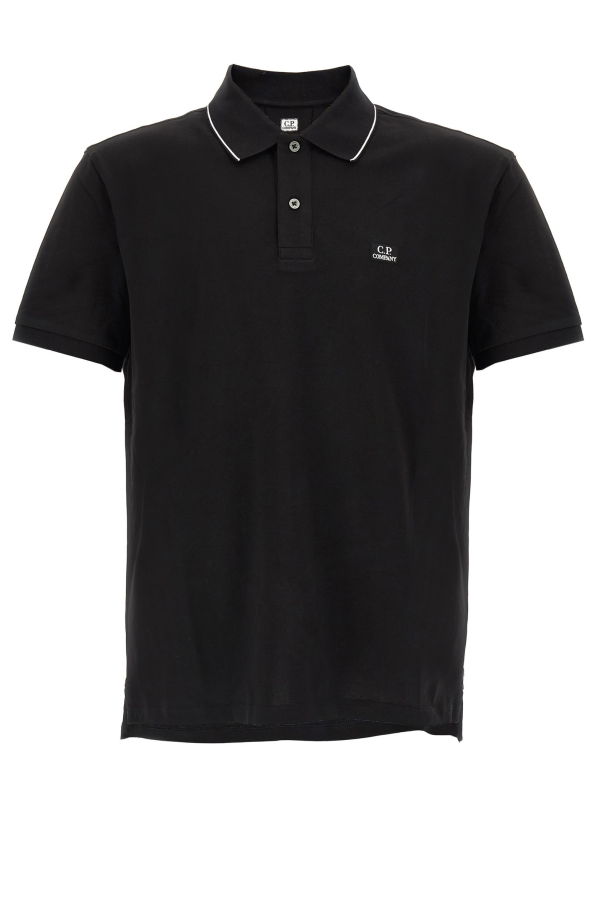 C.P. Company Logo Patch Polo Shirt - Black