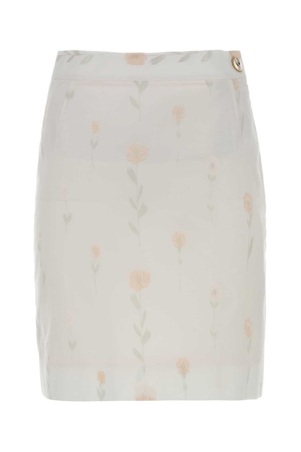Vivienne Westwood Floral Cotton Blend Crotch Mini Skirt - White Flowers