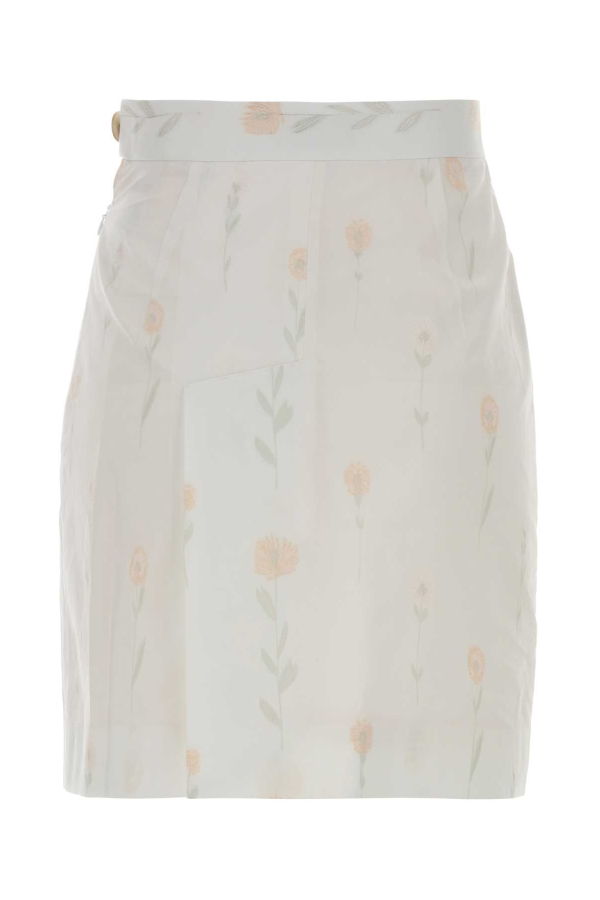 Vivienne Westwood Floral Cotton Blend Crotch Mini Skirt - White Flowers