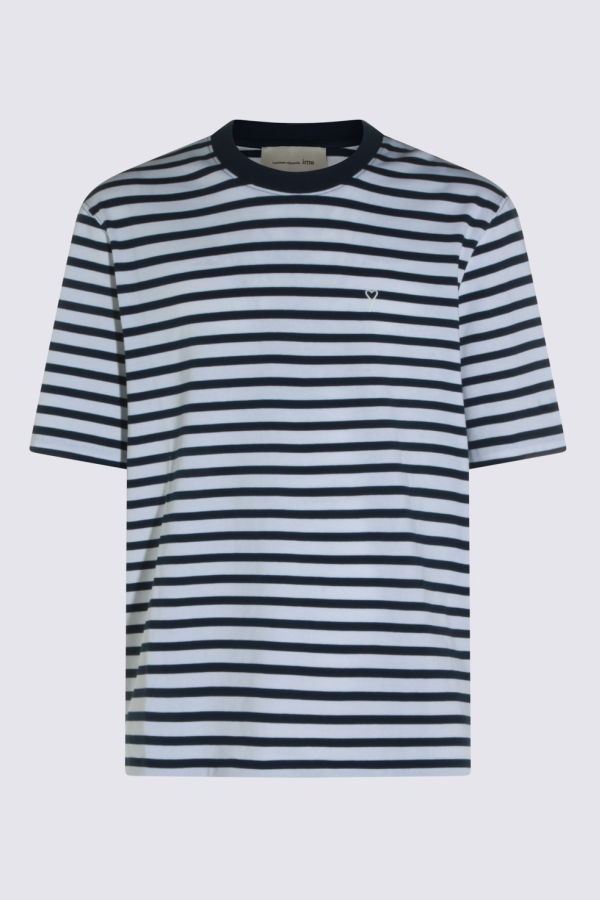 Ami Alexandre Mattiussi White and Blue Cotton T-Shirt