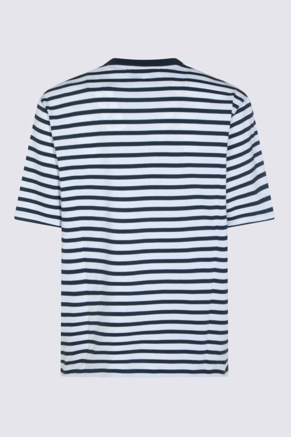Ami Alexandre Mattiussi White and Blue Cotton T-Shirt