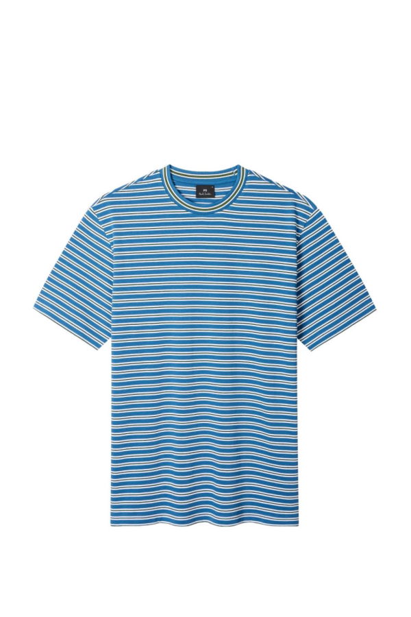 PAUL SMITH Striped Cotton T-Shirt - Clear Blue