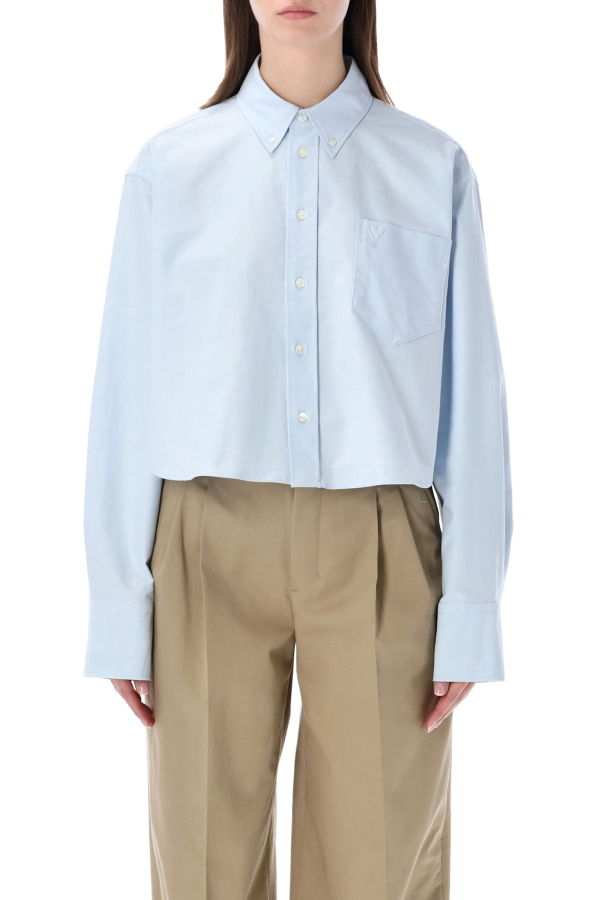 Ami Alexandre Mattiussi Ami Paris Oxford Cropped Shirt - Light Blue