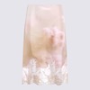 Fabiana Filippi Beige and Pink Silk Floral Skirt - Thumbnail 1
