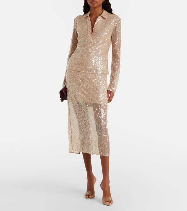 Veronica Beard Allora Sequin Midi Skirt