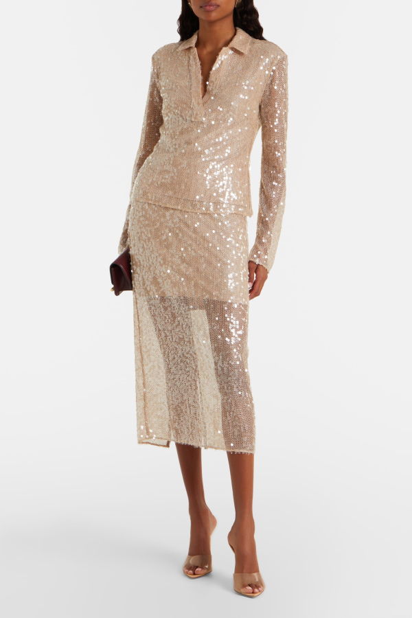 Veronica Beard Allora Sequin Midi Skirt