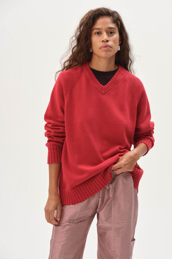 Donni. The Cotton Knit V-Neck Sweater