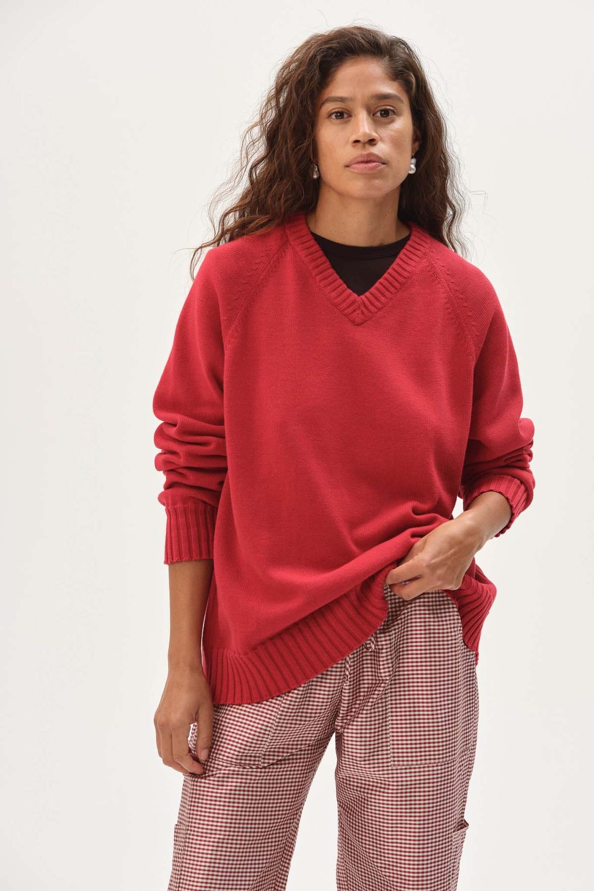 Donni. The Cotton Knit V-Neck Sweater - Image 1 of 4