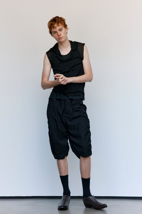 Gabriela Coll Garments No. 333 Black Linen Jersey Hooded Top