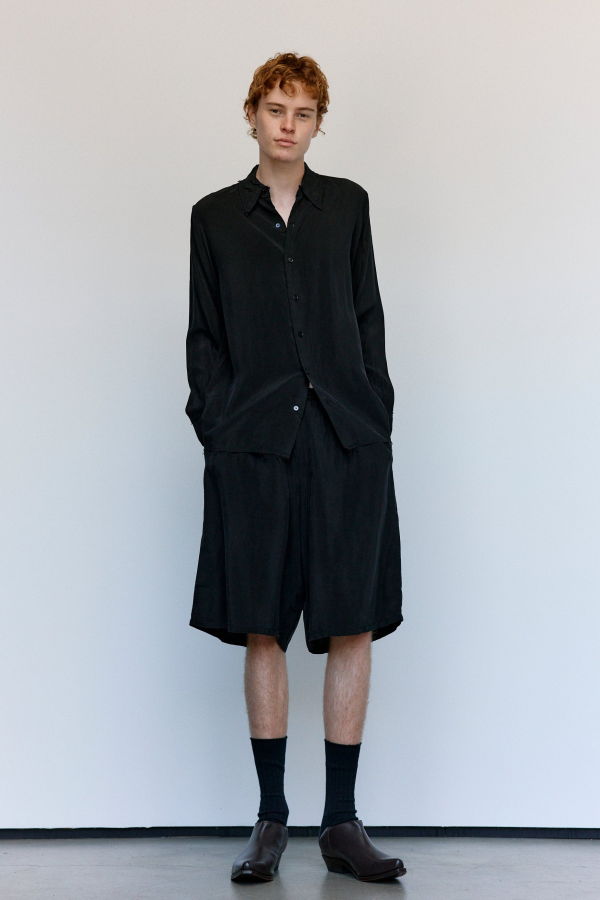 Gabriela Coll Garments NO.259 Black Cupro Short Trouser Shorts - Black