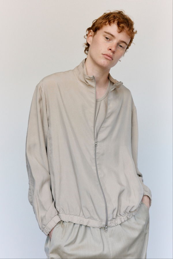 Gabriela Coll Garments NO.261 Stone Cupro Doubled Zipper Jacket