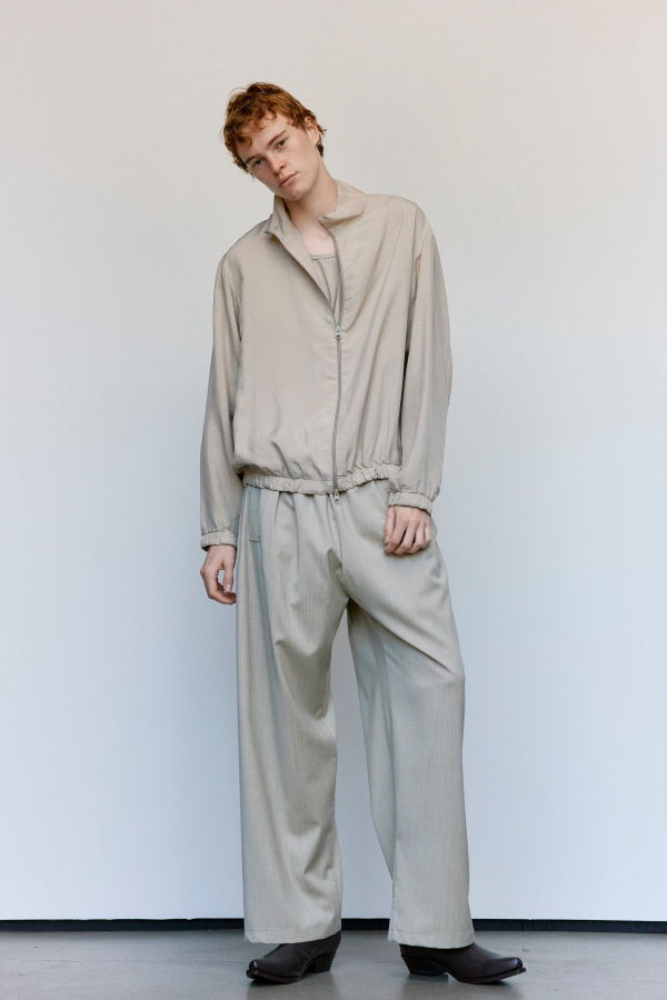 Gabriela Coll Garments NO.261 Stone Cupro Doubled Zipper Jacket