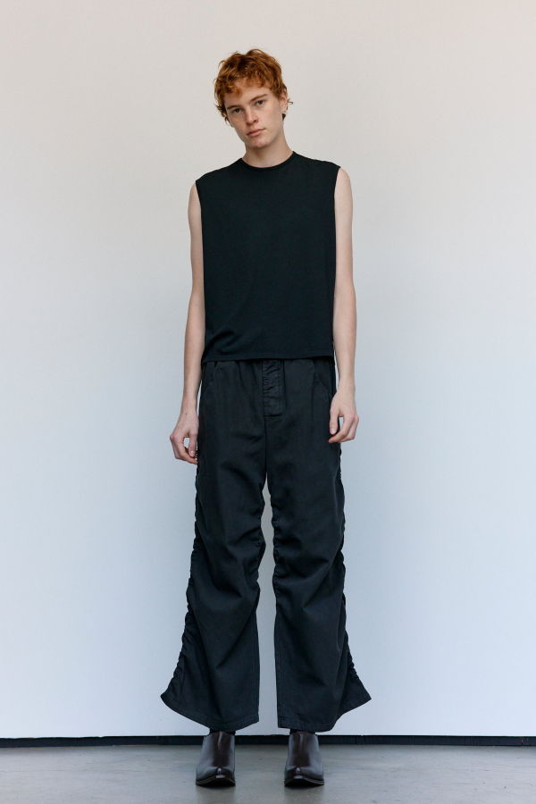 Gabriela Coll Garments No.267 Black Cotton Thin Canvas Draped Trousers