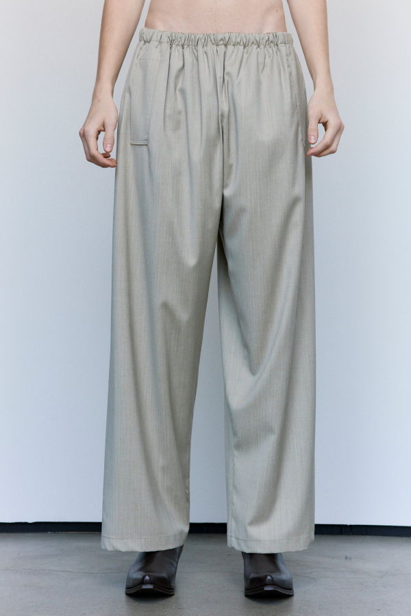 Gabriela Coll Garments No.287 Sand Herringbone Rainsystem Wool Flap Pocket Trousers