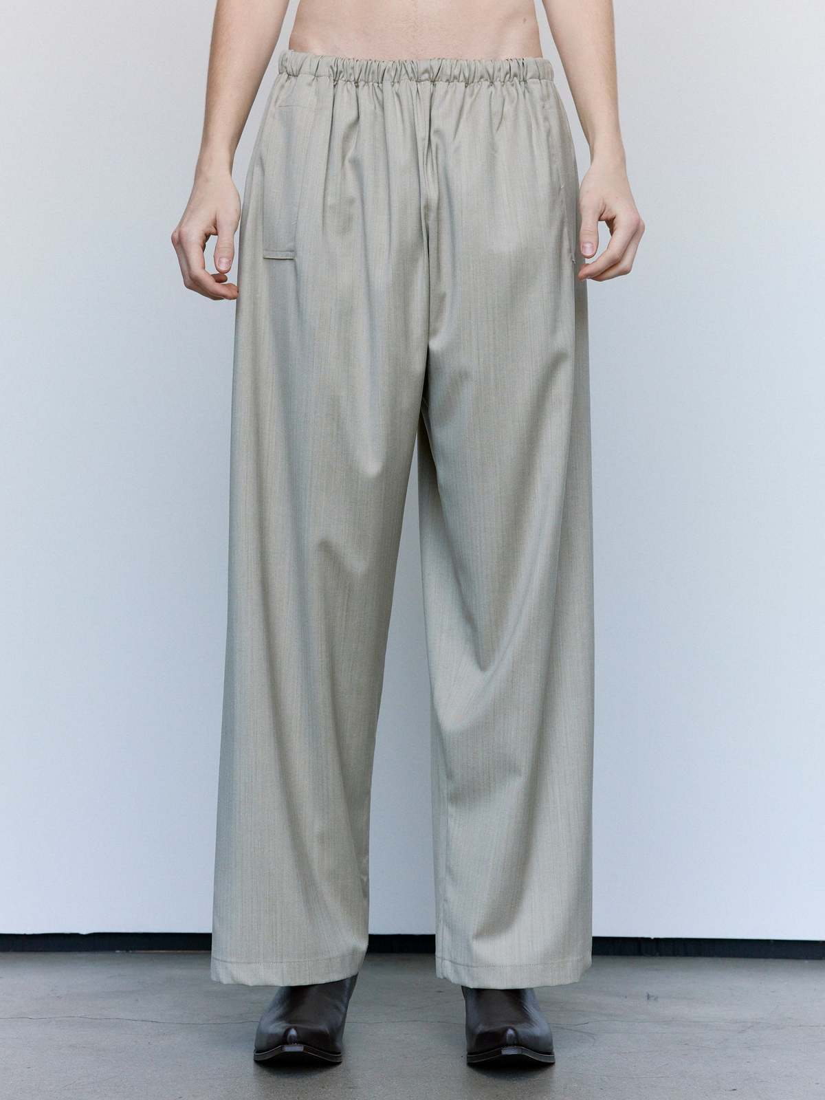 Gabriela Coll Garments No.287 Sand Herringbone Rainsystem Wool Flap Pocket Trousers - Image 1 of 7