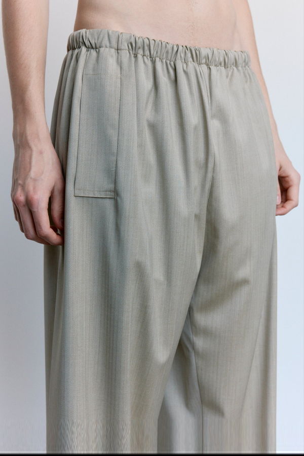 Gabriela Coll Garments No.287 Sand Herringbone Rainsystem Wool Flap Pocket Trousers