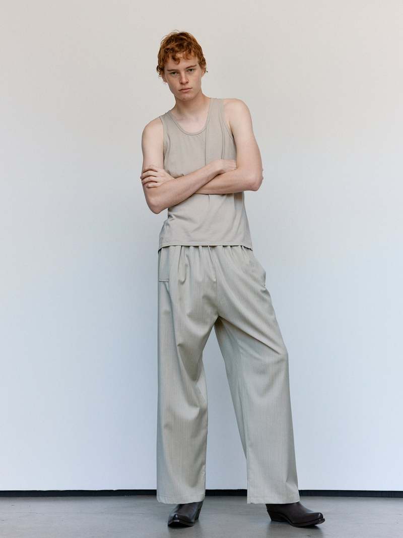 Gabriela Coll Garments No.287 Sand Herringbone Rainsystem Wool Flap Pocket Trousers