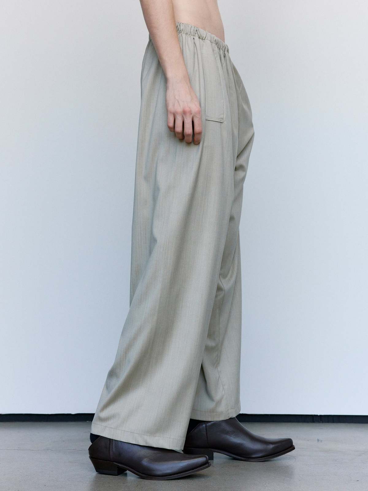 Gabriela Coll Garments No.287 Sand Herringbone Rainsystem Wool Flap Pocket Trousers - Image 4 of 7