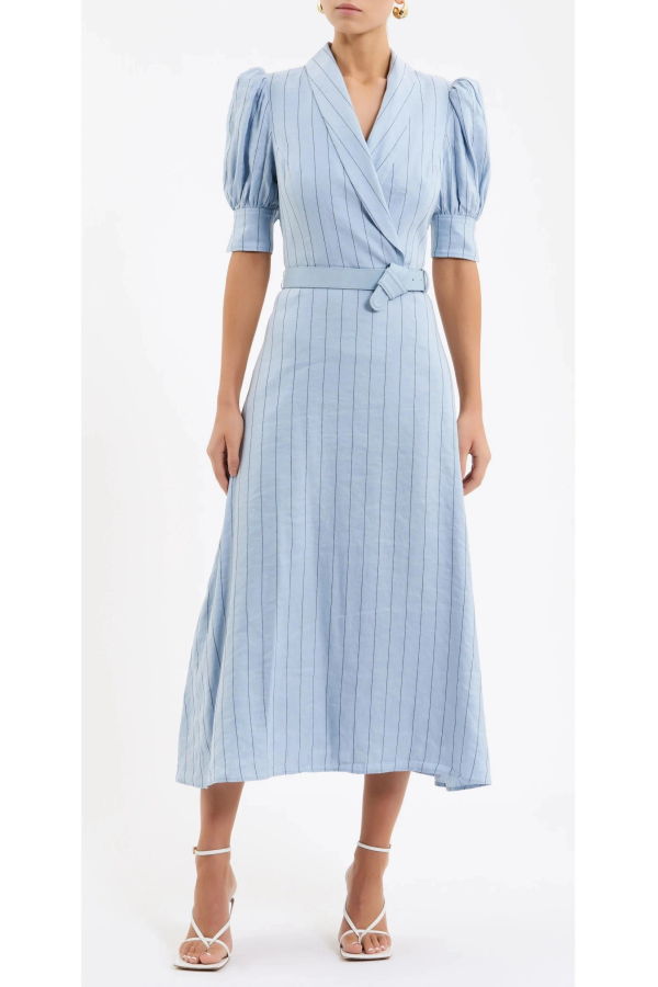 REBECCA VALLANCE Effie Midi Dress - Pale Blue