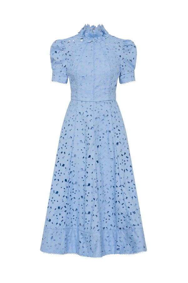 REBECCA VALLANCE Kitsu Short Sleeve Midi Dress - Blue