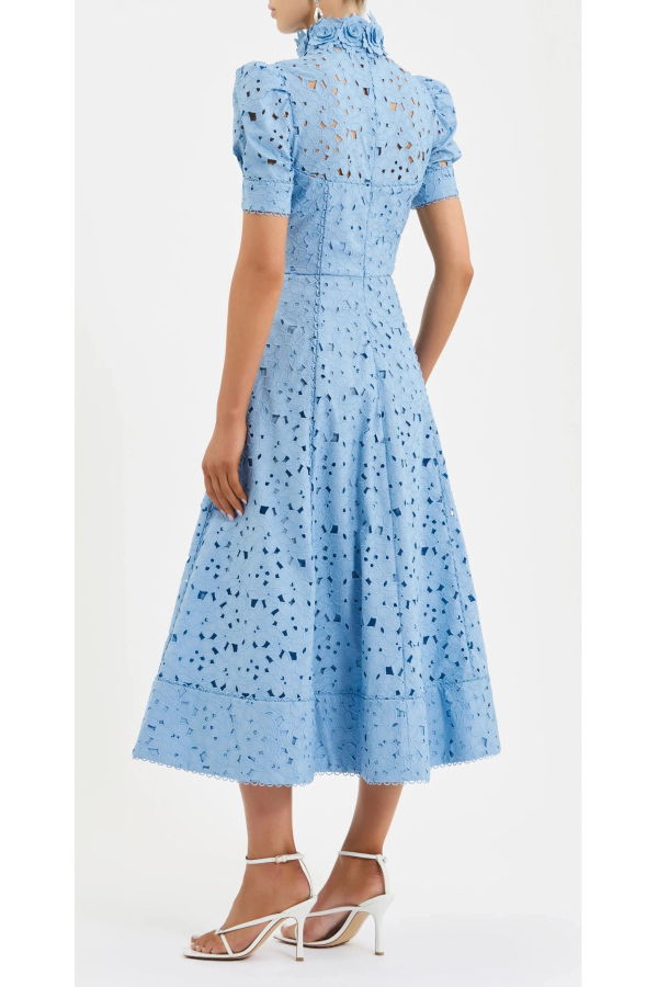 REBECCA VALLANCE Kitsu Short Sleeve Midi Dress - Blue