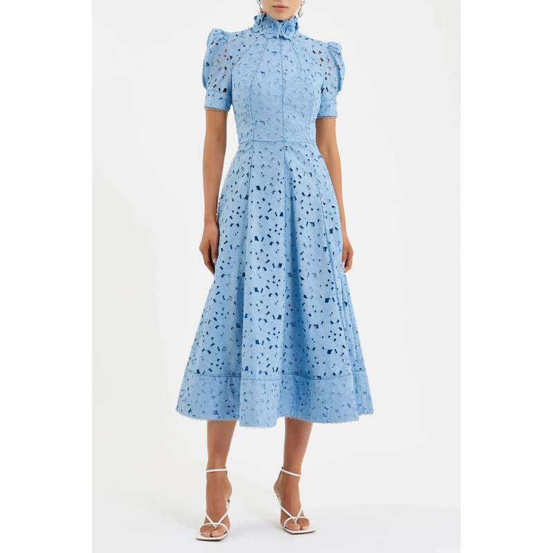 REBECCA VALLANCE Kitsu Short Sleeve Midi Dress - Blue