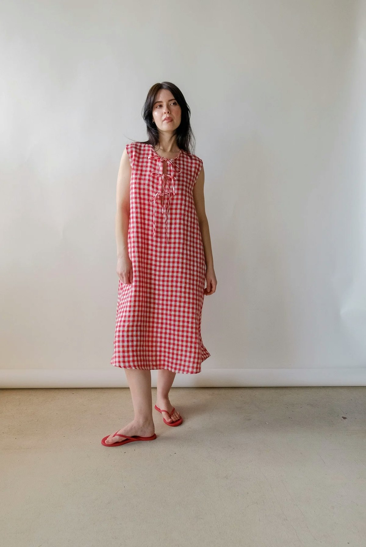 Linenfox Cara Dress - Red Gingham - Image 2 of 4