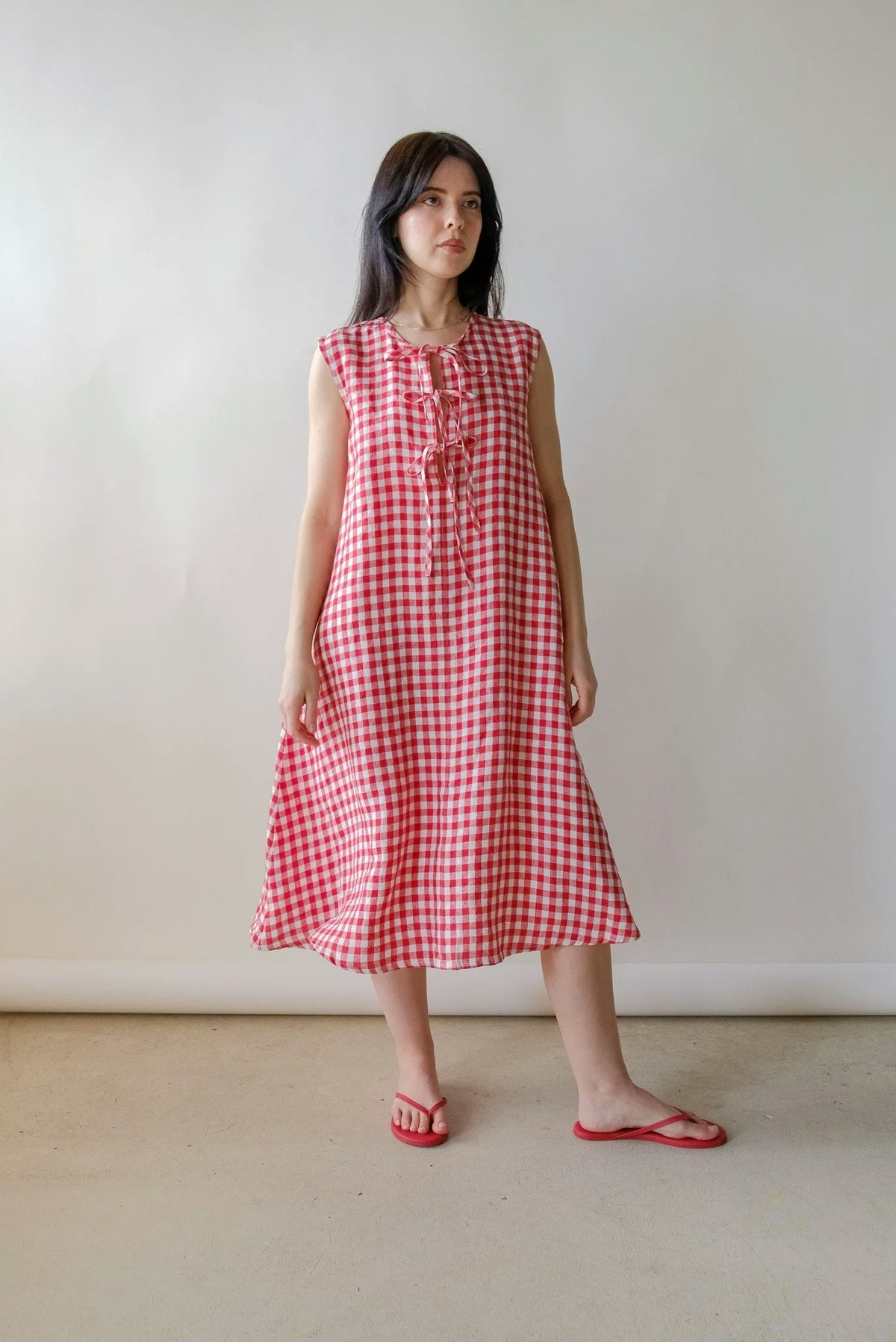 Linenfox Cara Dress - Red Gingham - Image 4 of 4