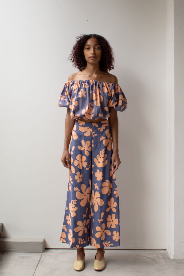 at Dawn. Flower Slit Wide Pant