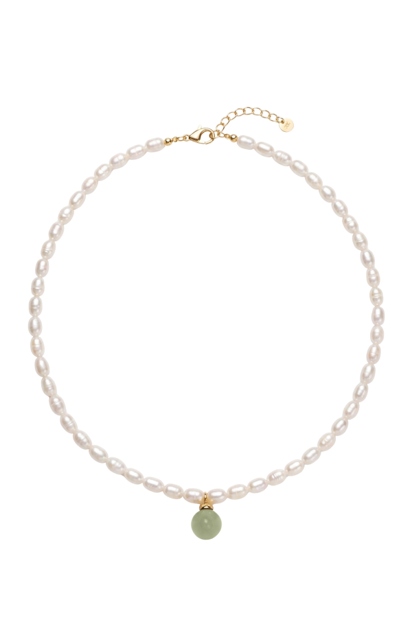 Seree Belle Pearl And Jade Choker - Green