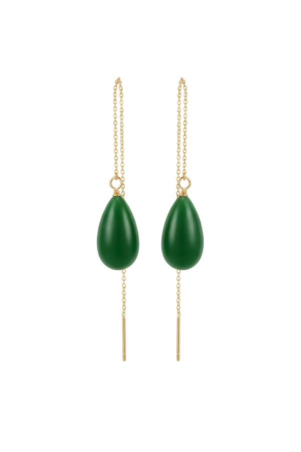 seree Waterdrop Lab jade drop earrings - Green